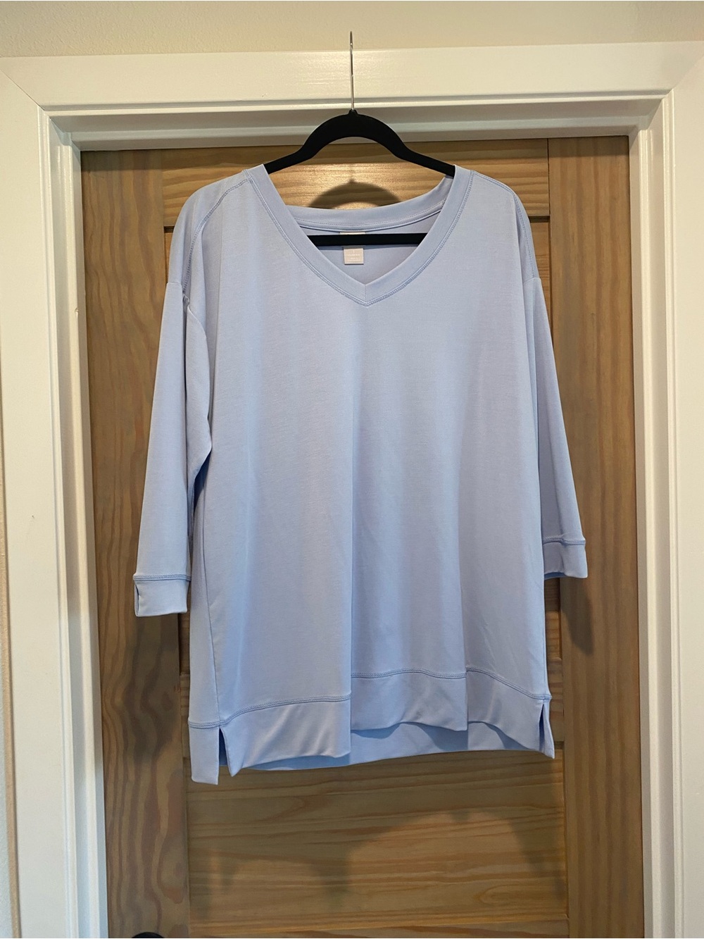 Chico's Pale Blue V-Neck Relaxed Sweatshirt
